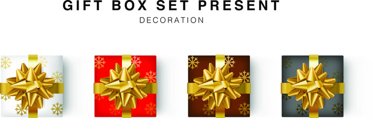  Set of gifts box. Collection realistic multi color gift presents. flat lay, top view.