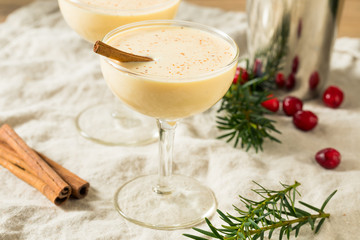 Homemade Eggnog Martini in a Glass