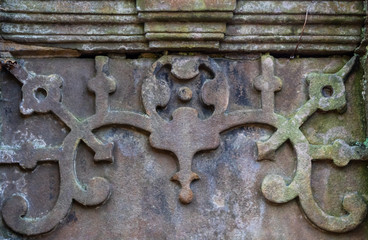 Strange and unusual design carved into stone surface