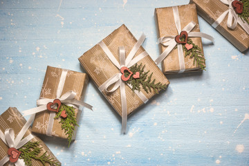 Christmas background with gift boxes