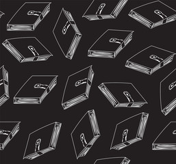 Handwritten decorative vector seamless pattern with books