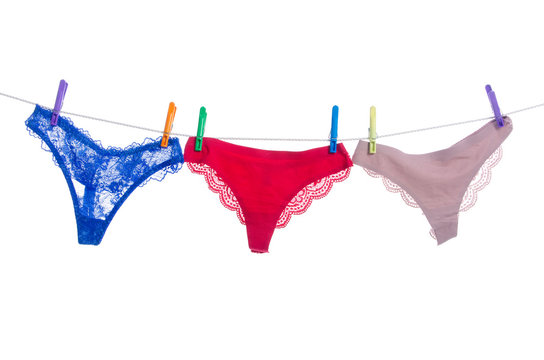 Washing Line With Small And Obese Knickers High-Res Stock Photo