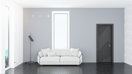 Fototapeta premium Living room interior in scandinavian style . 3D rendering