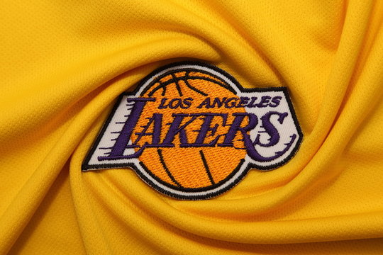 BANGKOK, THAILAND -JUNE 3: The  Logo Of Basketball Team LA Lakers  On The Textile