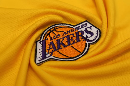 BANGKOK, THAILAND -JUNE 3: The  Logo Of Basketball Team LA Lakers  On The Textile