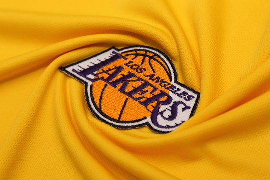 BANGKOK, THAILAND -JUNE 3: The  Logo Of Basketball Team LA Lakers  On The Textile