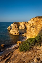 Coastal cliffs and beaches along the Percurso dos Sete Vales trail, Portugal.