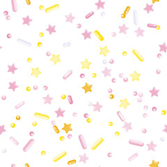 Sprinkle Cupcake Donut Topping. Seamless Pattern 