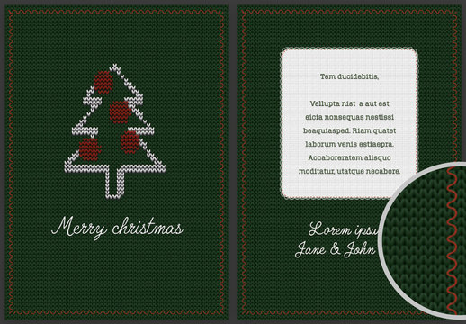 Christmas Flyer Layout with Textile Background Elements