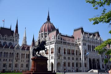 Obraz premium The Hungarian Parliament Building also known as the Parliament of Budapest after its location is the seat of the National Assembly of Hungary