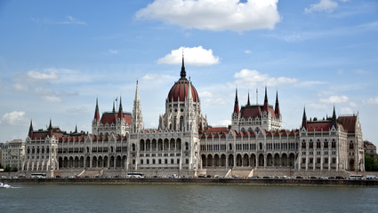 Fototapeta na wymiar The Hungarian Parliament Building also known as the Parliament of Budapest after its location is the seat of the National Assembly of Hungary
