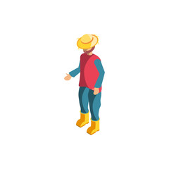 man farmer with straw hat on white background