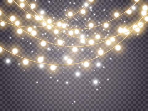 Christmas lights isolated on transparent background. Vector illustration.