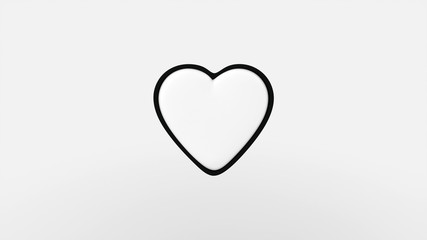 Ace Playing Card Symbol - White Hearts With Black Frame. Casino Concept - 3D Illustration