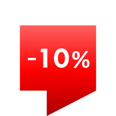 Sale - minus 10 percent - red gradient tag isolated - vector