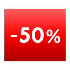 Sale - minus 50 percent - red gradient tag isolated - vector