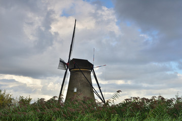 Wiatraki na polderach Holandii w Kinderdijk © W Korczewski