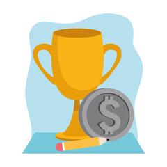 trophy cup and money coin icon