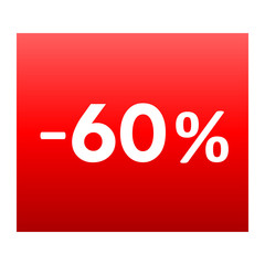 Sale - minus 60 percent - red gradient tag isolated - vector