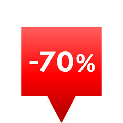 Sale - minus 70 percent - red gradient tag isolated - vector