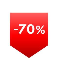 Sale - minus 70 percent - red gradient tag isolated - vector