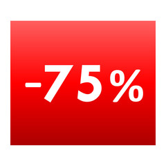 Sale - minus 75 percent - red gradient tag isolated - vector