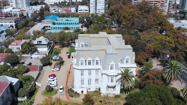 Palace Carrasco, architecture (Vina del Mar, Chile) aerial view, drone footage