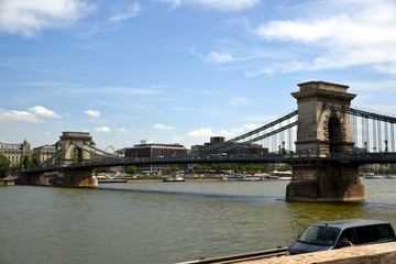Obraz premium Landmark Szechenyi Chain Bridge in Budapest