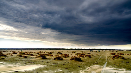 Rain is coming at the Salt Lake, Limassol, Cyprus