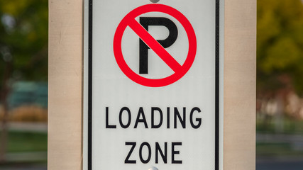 Panorama No Parking sign for vehicles for a Loading Zone
