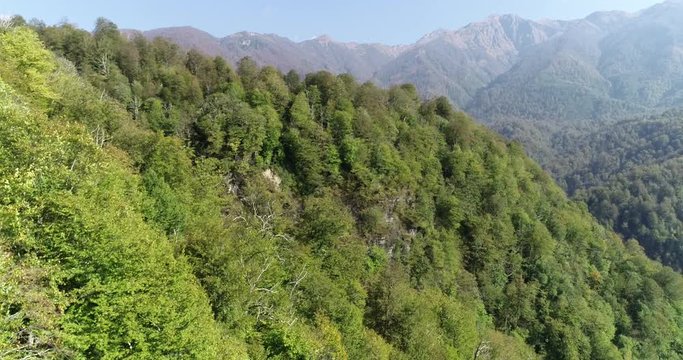 In search of waterfalls among the autumn foothills of Abkhazia in the vicinity of the village "Polyana".