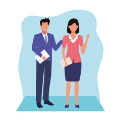 Fototapeta premium avatar businessman and businesswoman standing icon