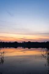 beautiful pond at sunset autumn fall