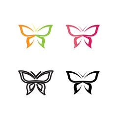 Fototapeta na wymiar Vector Butterfly conceptual simple colorful icon Logo Vector Animal Insect
