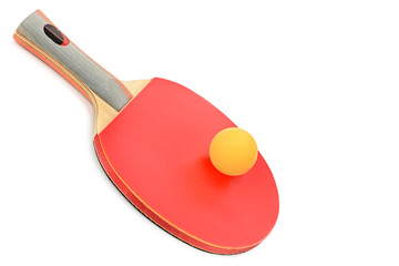 Table tennis equipment isolated on white background.