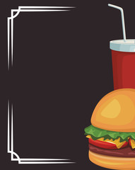 hamburger and soft drink cup, colorful design