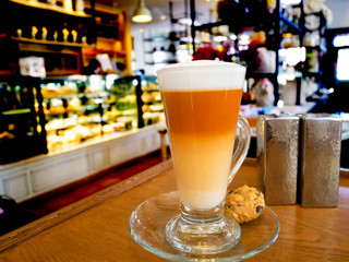Thai tea and milk on Blurred background