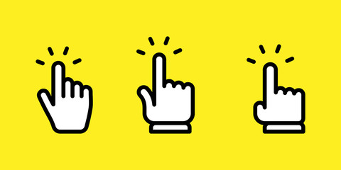 Hand clicking icons collection. Set of hands click pointer vectors.