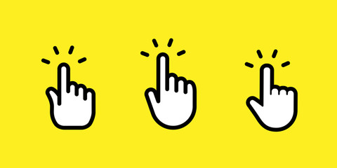 Hand clicking icons collection. Set of hands click pointer vectors.