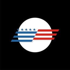 American flag isolated on black background