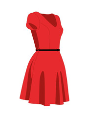 Dress red realistic vector illustration isolated