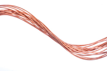 Swirl of Copper Wire Isolated on White Background