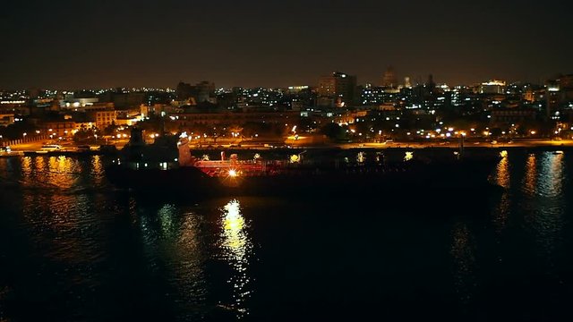 Oil Tanker Leaving Havana Harbor, View from Morro Castle, Havana, Cuba