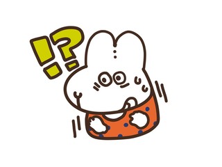 すごく驚いている白うさぎ(ジェスチャー付き)