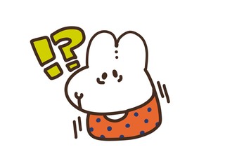 驚いている白うさぎ(戸惑い)
