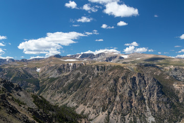 Scenic mountain views on Beartooth Highway in Wyoming near Yellowstone national park