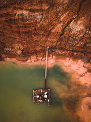 Saltiskiai clay quarry from drone view, Lithuania.