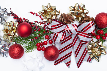 silver and red glitter bow with 