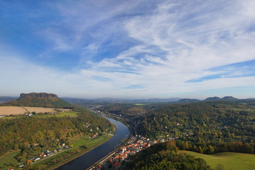 Fototapeta na wymiar The Lilienstein in the Saxon Switzerland seen from the fortress Königstein
