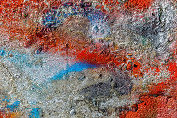 Abstract creative drawing fashion colors on the walls of the city. Urban texture background